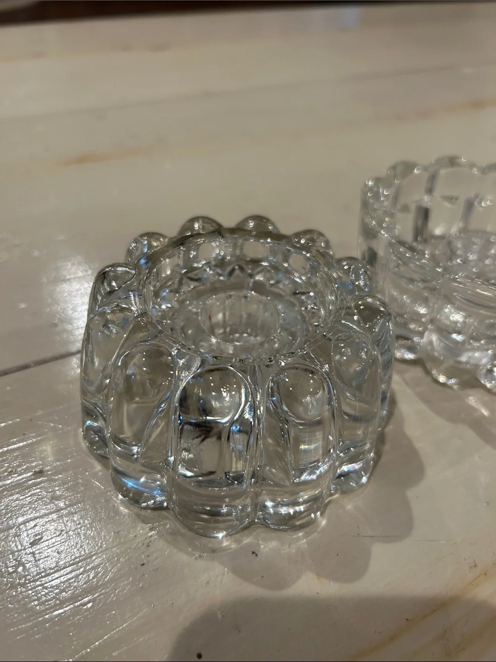 Vintage Crystal Scalloped Candle Holders - Set of 2